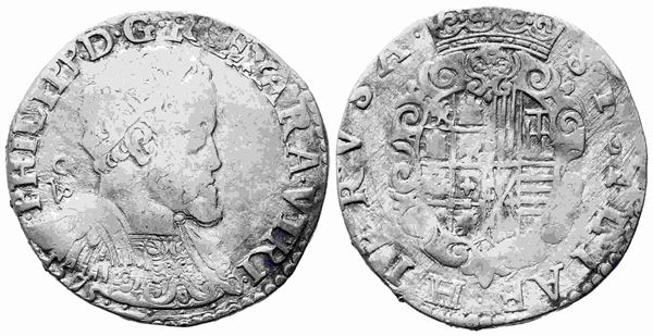 NAPOLI. Regno di Napoli. Filippo II di Spagna (1556-1598). Mezzo ducato 1575 Ag...  - Auction Monete e medaglie moderne Italiane ed Estere - Bertolami Fine Art - Casa d'Aste