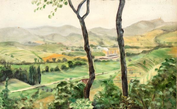 CESARINA GUALINO - Paesaggio con due alberi