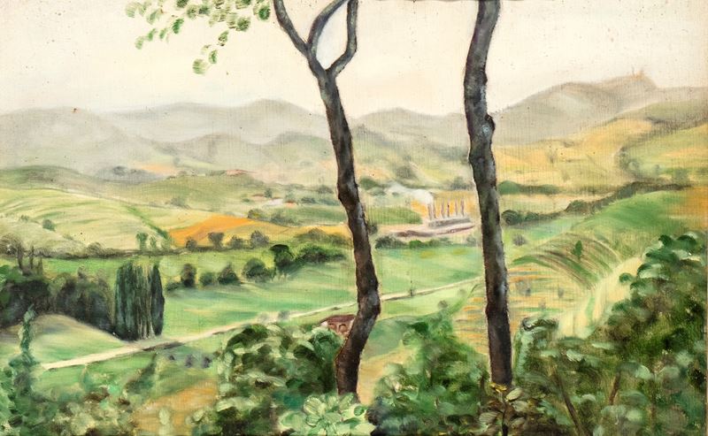 Paesaggio con due alberi