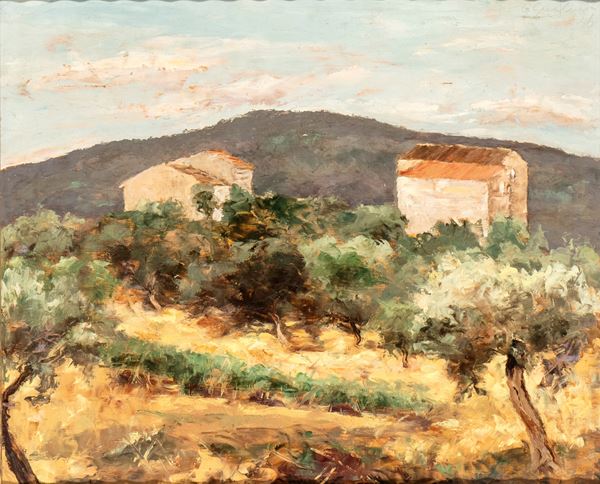 CESARINA GUALINO - Paesaggio con due case