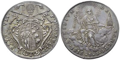 Tommaso Mercandetti (incisore), Stato Pontificio Pio VII, Scudo 1818 (Anno XVIII) in argento