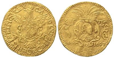 Palermo. Regno di Sicilia. Carlo II di Spagna (1665-1700). Scudo 'riccio' 1697. Au (3,26 G; 23 MM...