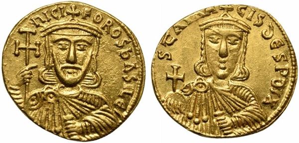Nikephoros I with Staurakios (802-811), Histamenon Nomisma, Constantinople, AD ...