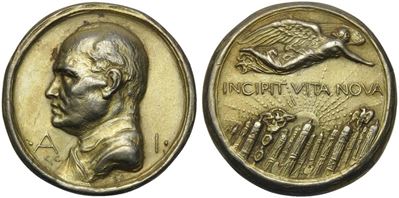 Fasciste. Medaglia 1923 A. I. Decennale del Pnf. Opus Castiglioni. Ag Dorato (16,8gr; 29 MM). Cas...