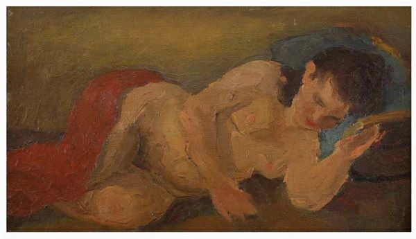 AMLETO DE SANTIS
Roma, 1908 - 1980 : Nudo sdraiato, 1945...  - Auction Arte Moderna e Contemporanea, Pop Art, Grafica & Multipli d'Autore - Bertolami Fine Art - Casa d'Aste