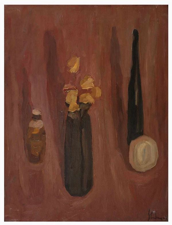 GIOVANNI STRADONE : Natura morta con bottiglia, 1935...  - Auction Arte Moderna e Contemporanea, Pop Art, Grafica & Multipli d'Autore - Bertolami Fine Art - Casa d'Aste