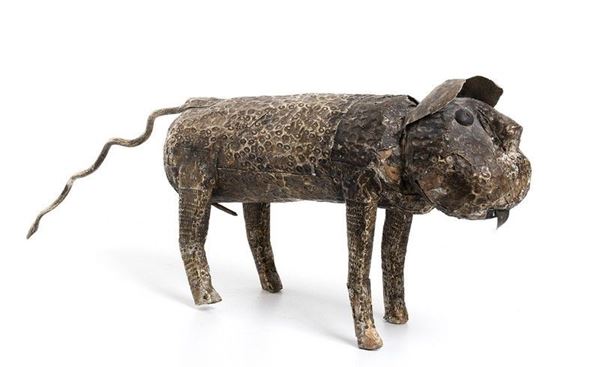 LEOPARDO IN LEGNO E LAMINA DI METALLO
Gabon, Ambete...  - Auction Arte Asiatica e Tribale - Bertolami Fine Art - Casa d'Aste