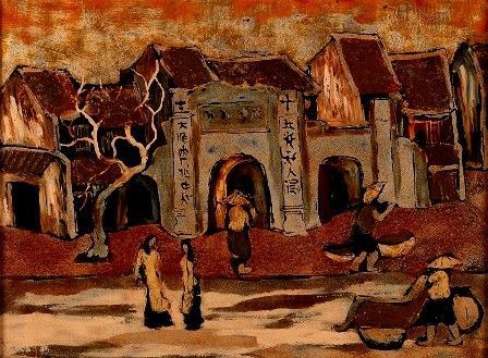 PHAM CHINH TRUNG
Vietnam, 1955-
 - Villaggio con figure, 1993...