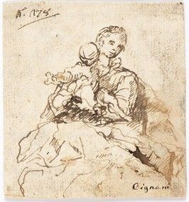 SCUOLA BOLOGNESE, SECONDA META' DEL XVII SECOLO : Madonna con Bambino...  - Asta Dipinti, disegni, sculture e oggetti di antiquariato dal XV al XIX secolo - Bertolami Fine Art - Casa d'Aste