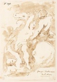 SCUOLA FRANCESE, XVIII SECOLO (da Charles Lebrun) : Studio di tre figure per la rappresentazione del Ratto delle Sabine...  - Auction Dipinti, disegni, sculture e oggetti di antiquariato dal XV al XIX secolo - Bertolami Fine Art - Casa d'Aste