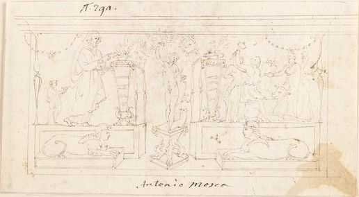 ANTONIO MOSCA (Pieve di Cento, 1870 - Bologna, 1951) - Studio preparatorio per la decorazione pittorica di una parete...