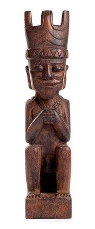 FIGURA DI ANTENATO SEDUTO IN LEGNO
Indonesia, Sumatra, Nias 

...  - Asta Dai bronzi arcaici cinesi alla pittura indonesiana e vietnamita del novecento - Bertolami Fine Art - Casa d'Aste