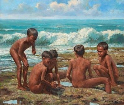 Bambini nudi sulla spiaggia, 2001
...  - Asta Dai bronzi arcaici cinesi alla pittura indonesiana e vietnamita del novecento - Bertolami Fine Art - Casa d'Aste