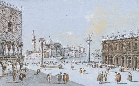 Giacomo Guardi : Veduta della Piazzetta con San Giorgio Maggiore sullo sfondo...  - Asta Dipinti, disegni, sculture e oggetti di antiquariato dal XV al XIX secolo - Bertolami Fine Art - Casa d'Aste