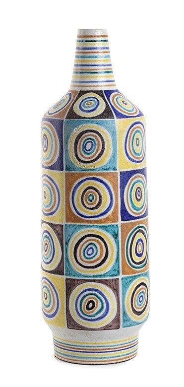 Vaso portafiori con decoro geometrico alla maniera di A. Visani, Anni ‘50...