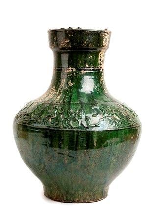 VASO IN CERAMICA INVETRIATA IN VERDE CON DECORO A RILIEVO, HU
Cina, dinastia Ha...