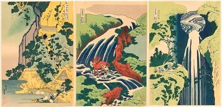 TRE XILOGRAFIE POLICROME CON VEDUTE CON CASCATE, DA KATSUSHIKA HOKUSAI
Giappone...  - Auction Dai bronzi arcaici cinesi alla pittura indonesiana e vietnamita del novecento - Bertolami Fine Art - Casa d'Aste