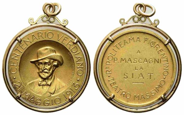 FIRENZE. Medaglia 1913. Centenario verdiano 21 maggio 1913. Busto frontale di G...  - Auction Monete e medaglie moderne Italiane ed Estere - Bertolami Fine Art - Casa d'Aste