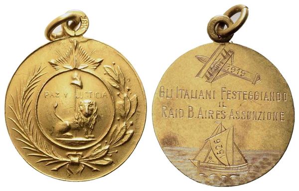 PARAGUAY. Medaglia 1919 con appiccagnolo per il raid italiano tra Buenos Aires ...  - Asta Monete e medaglie moderne Italiane ed Estere - Bertolami Fine Art - Casa d'Aste