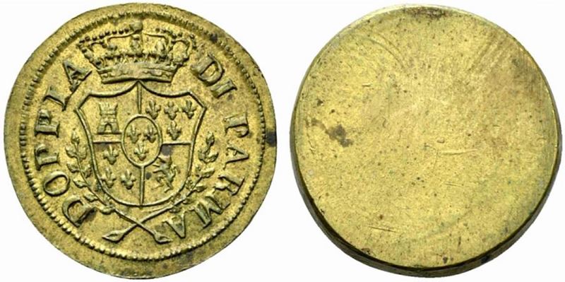 Parma. Peso Monetale della Doppia di Parma, Secolo XVIII. Ot (g. 7,12). Rov. Liscio. Spl+