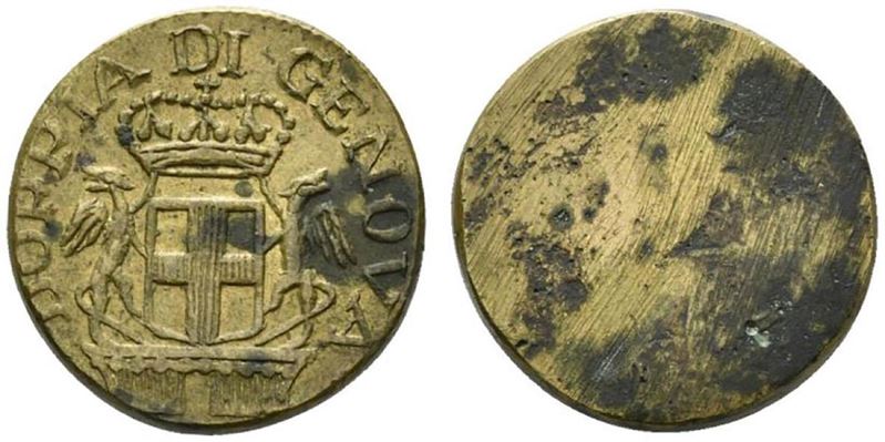 Genova. Peso Monetale della Doppia di Genova, Secolo XVIII. Stemma tra Grifi R/ Liscio. Ot (g 2,6...