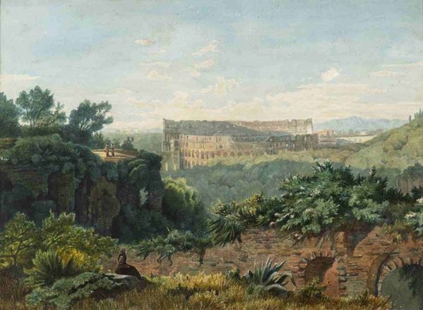 JULIUS ZIELCKE
Danzica, 1826 - Roma, 1907 - Il Colosseo visto dal Palatino...