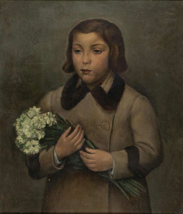 CARLO SOCRATE
Mezzana Bigli, 1889 - Roma, 1967 - Ritratto di bambina, 1935...