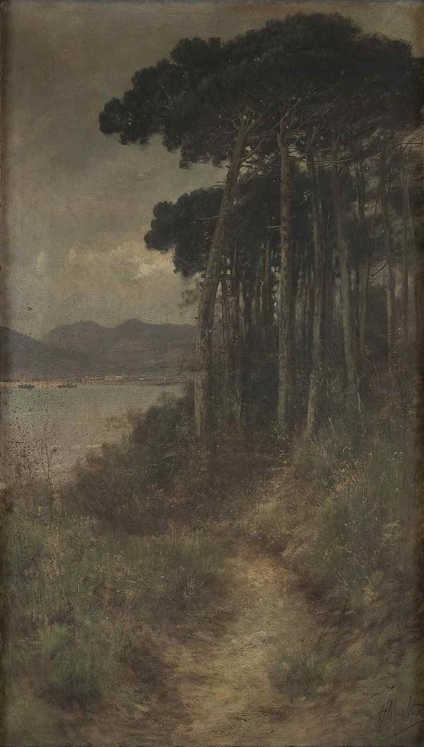 HENRY MARKO (Firenze, 1855 - Lavagna, 1921) - Paesaggio...