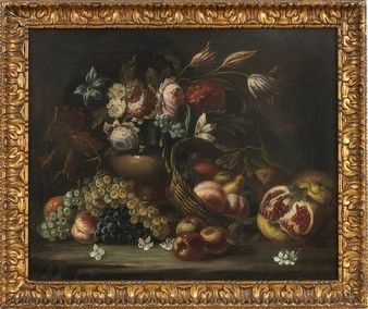 Natura morta di fiori e frutta...  - Asta Dipinti, disegni, sculture e oggetti di antiquariato dal XV al XIX secolo - Bertolami Fine Art - Casa d'Aste