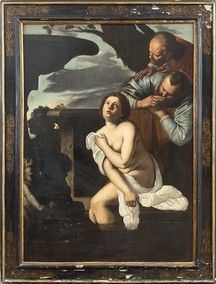 SEGUACE DI ARTEMISIA GENTILESCHI (Roma, 1593 - Napoli, 1653) : Susanna e i vecchioni...  - Asta Dipinti, disegni, sculture e oggetti di antiquariato dal XV al XIX secolo - Bertolami Fine Art - Casa d'Aste