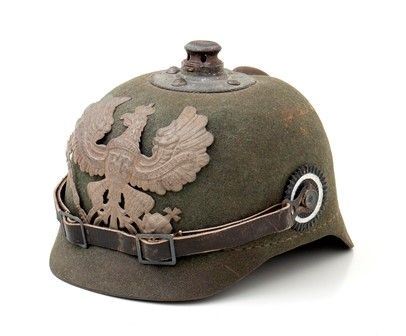 Germania, Inizio XX secolo, militaria Pickelhaube Ersatz, coppo in feltro...