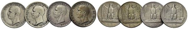 REGNO D'ITALIA. Vittorio Emanuele III (1900-1943). 5 lire 1926 (2), '27** e '28...