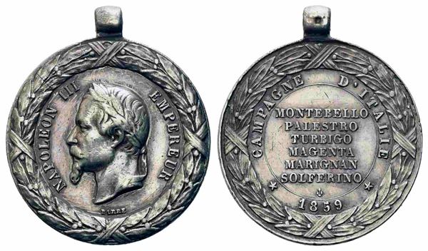 SOLFERINO. Medaglia commemorativa con anello di sospensione rotondo a palla per...  - Auction Monete e medaglie moderne Italiane ed Estere - Bertolami Fine Art - Casa d'Aste