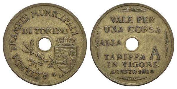 TORINO. Durante Vittorio Emanuele III (1900-1943). Gettone Azienda Tramvie Muni...  - Auction Monete e medaglie moderne Italiane ed Estere - Bertolami Fine Art - Casa d'Aste