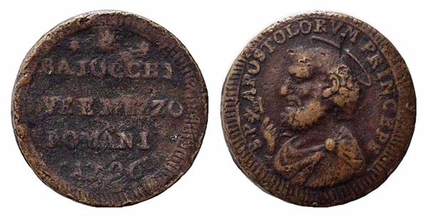 ROMA. Stato Pontificio. Pio VI (1775-1799). Sampietrino 1796. Cu (30 mm – 17,6 ...  - Auction Monete e medaglie moderne Italiane ed Estere - Bertolami Fine Art - Casa d'Aste