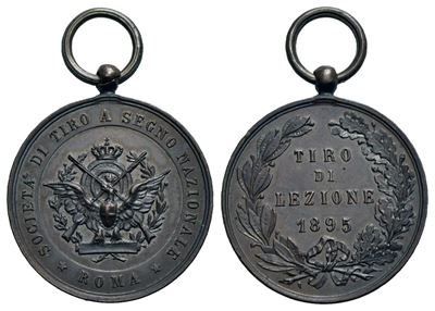Regno D'italia. Umberto i (1878-1900). Medaglia Società di Tiro a Segno Nazionale, Roma 1895. Ae ...