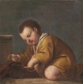 AMBITO DI ANTONIO AMOROSI (Comunanza, 1660 - 1738) - Bimbo che gioca...