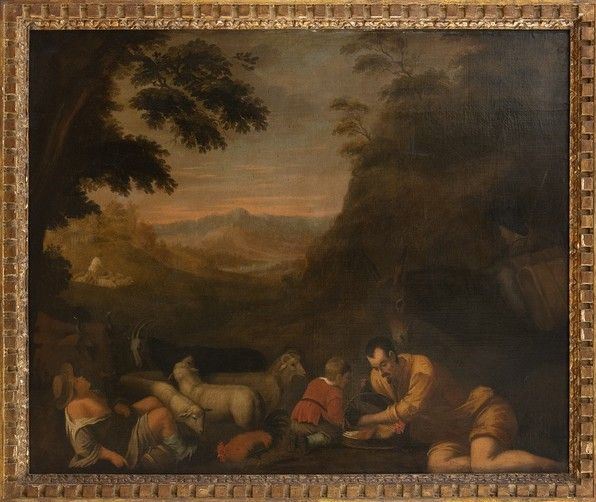 Jacopo Dal Ponte Bassano : Scena pastorale...  - Auction Dipinti, disegni e sculture dal XV al XIX secolo. - Bertolami Fine Art - Casa d'Aste