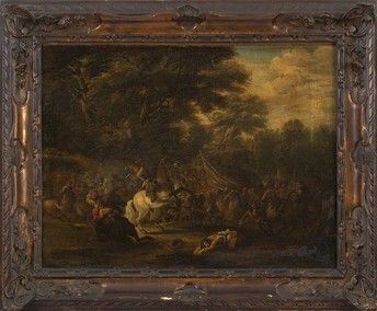 PITTORE FIAMMINGO, XVIII SECOLO : Battaglia...  - Auction Dipinti, disegni, sculture e oggetti di antiquariato dal XV al XIX secolo - Bertolami Fine Art - Casa d'Aste