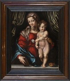 PITTORE TOSCANO, ULTIMO QUARTO DEL XVI SECOLO : Madonna con Bambino...  - Auction Dipinti, disegni, sculture e oggetti di antiquariato dal XV al XIX secolo - Bertolami Fine Art - Casa d'Aste