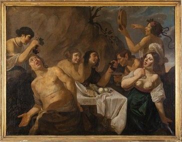 JAN BIJLERT (Utrecht, 1598 - 1671) : Festino in onore di Bacco...  - Asta Dipinti, disegni, sculture e oggetti di antiquariato dal XV al XIX secolo - Bertolami Fine Art - Casa d'Aste