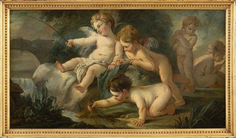 SCUOLA FRANCESE, SECONDA META&#8217; DEL XVIII SECOLO : Giochi di amorini presso corso d’acqua...  - Auction Dipinti, disegni, sculture e oggetti di antiquariato dal XV al XIX secolo - Bertolami Fine Art - Casa d'Aste