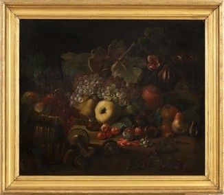 SCUOLA ROMANA, SECONDA META&#8217; DEL XVII SECOLO : Natura morta di frutta...  - Asta Dipinti, disegni, sculture e oggetti di antiquariato dal XV al XIX secolo - Bertolami Fine Art - Casa d'Aste