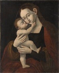 SEGUACE DI LUCAS CRANACH IL VECCHIO (Kronach, 1472 - Weimar, 1553) : Madonna con Bambino...  - Asta Dipinti, disegni, sculture e oggetti di antiquariato dal XV al XIX secolo - Bertolami Fine Art - Casa d'Aste