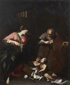 CERCHIA DI BARTOLOMEO SCHEDONI (Modena, 1578 - Parma, 1615) - Sacra Famiglia con San Giovannino...