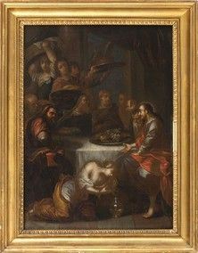 BALTHASAR BESCHEY (Anversa, 1708 - 1776), ATTRIBUITO : Lavanda dei piedi...  - Auction Dipinti, disegni, sculture e oggetti di antiquariato dal XV al XIX secolo - Bertolami Fine Art - Casa d'Aste