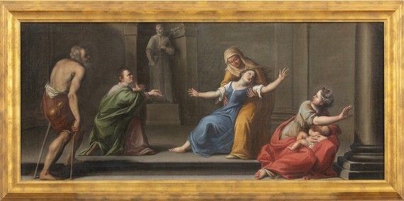 SCUOLA EMILIANA, INIZIO XVIII SECOLO : Santa Caterina da Siena libera un'indemoniata...  - Asta Dipinti, disegni, sculture e oggetti di antiquariato dal XV al XIX secolo - Bertolami Fine Art - Casa d'Aste