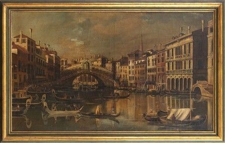 Veduta del Ponte di Rialto dal Canal Grande...  - Auction Dipinti, disegni, sculture e oggetti di antiquariato dal XV al XIX secolo - Bertolami Fine Art - Casa d'Aste