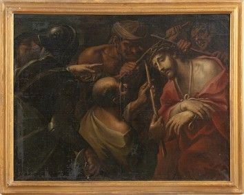 SEGUACE DI CARAVAGGIO, PRIMA META&#8217; DEL XVII SECOLO : Cristo deriso...  - Asta Dipinti, disegni, sculture e oggetti di antiquariato dal XV al XIX secolo - Bertolami Fine Art - Casa d'Aste