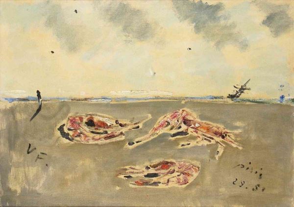 FILIPPO DE PISIS : Aragostine in riva al mare, 1950-51...  - Auction Arte Moderna e Contemporanea, Pop Art, Grafica & Multipli d'Autore - Bertolami Fine Art - Casa d'Aste
